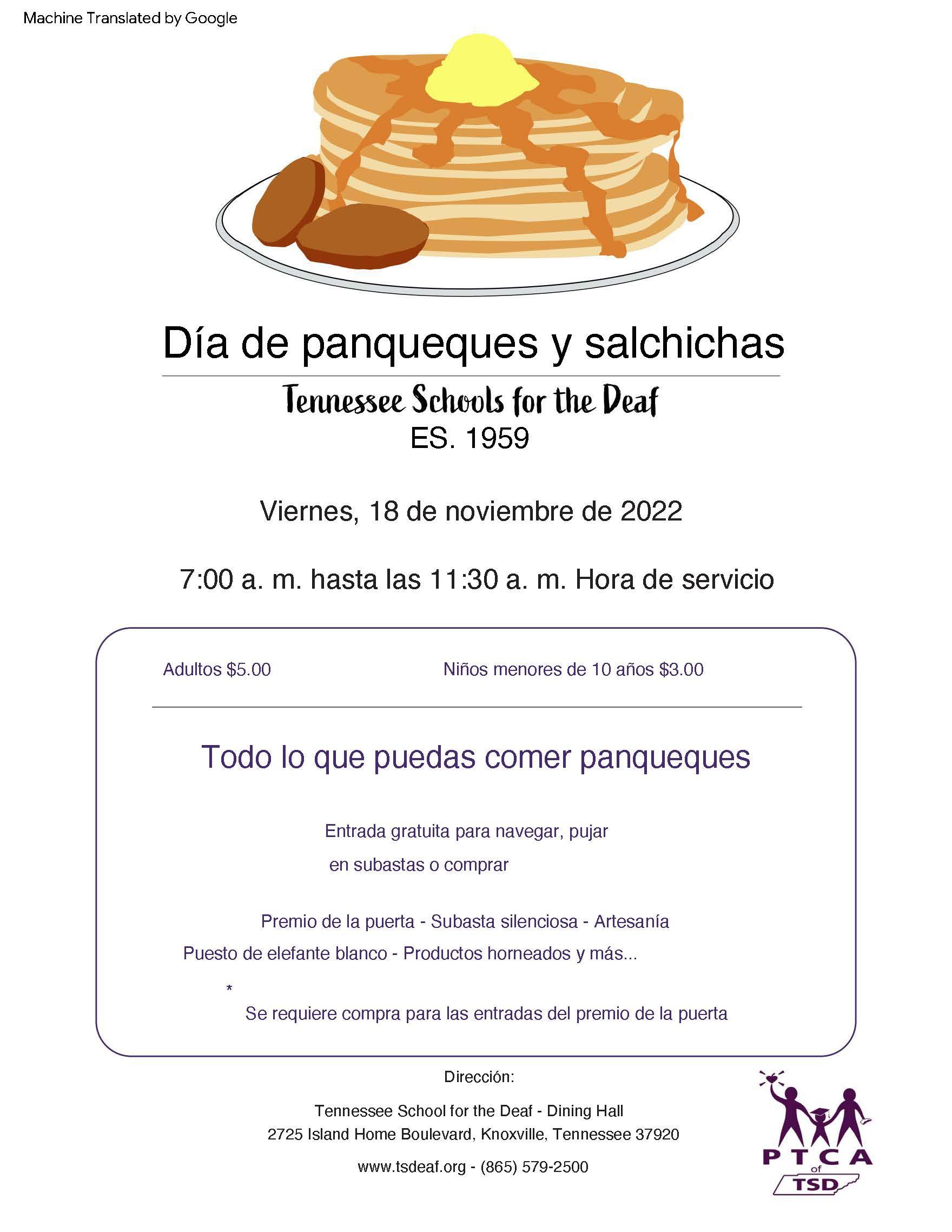 Pancake & Sausage Event Spanish 