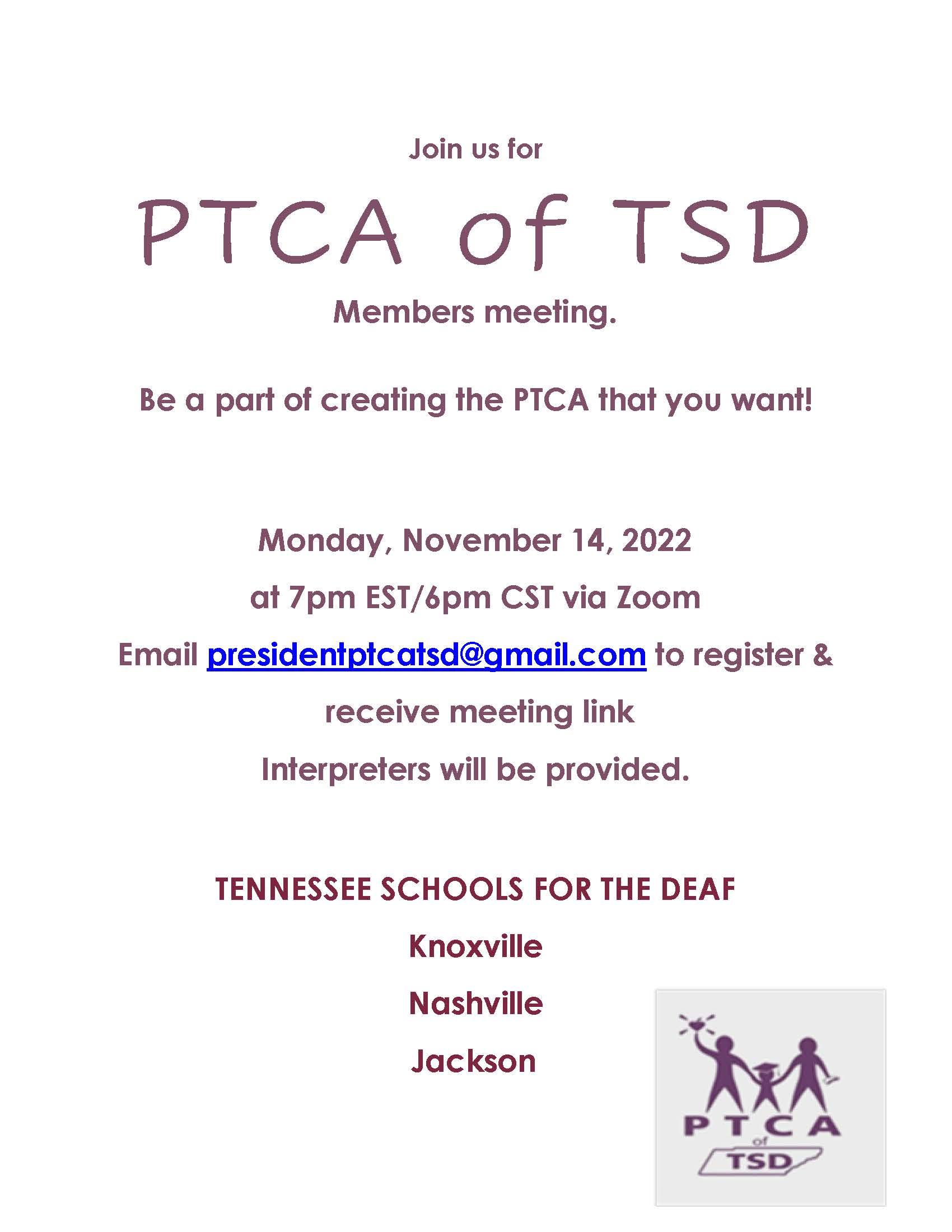 PTCA Membership Meeting 